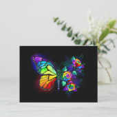 Regenboog bloem vlinder aankondiging (Staand voorkant)
