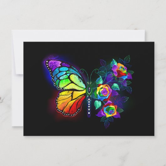 Regenboog bloem vlinder aankondiging (Voorkant)