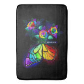Regenboog bloem vlinder badmat (Voorkant Verticaal)