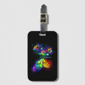 Regenboog bloem vlinder bagagelabel (Voorkant (verticaal))