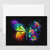 Regenboog bloem vlinder bedankkaart (Voorkant / Achterkant)