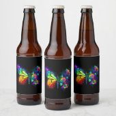 Regenboog bloem vlinder bier etiket (Flessen)