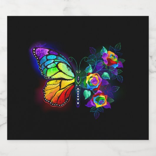 Regenboog bloem vlinder bier etiket (Enkel label)