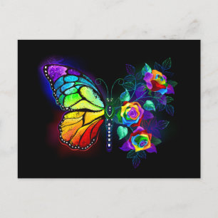 Regenboog bloem vlinder briefkaart