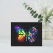 Regenboog bloem vlinder briefkaart (Staand voorkant)