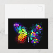 Regenboog bloem vlinder briefkaart (Voorkant / Achterkant)