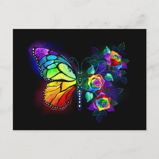 Regenboog bloem vlinder briefkaart (Voorkant)