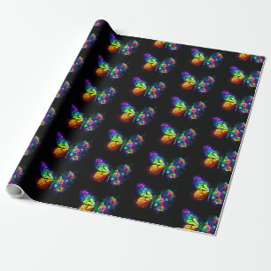 Regenboog bloem vlinder cadeaupapier
