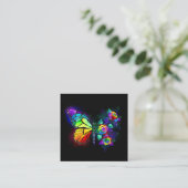 Regenboog bloem vlinder contactkaartje (Staand voorkant)
