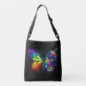 Regenboog bloem vlinder crossbody tas (Achterkant)