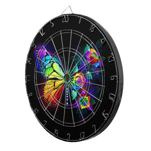 Regenboog bloem vlinder dartbord (Voorkant Rechts)