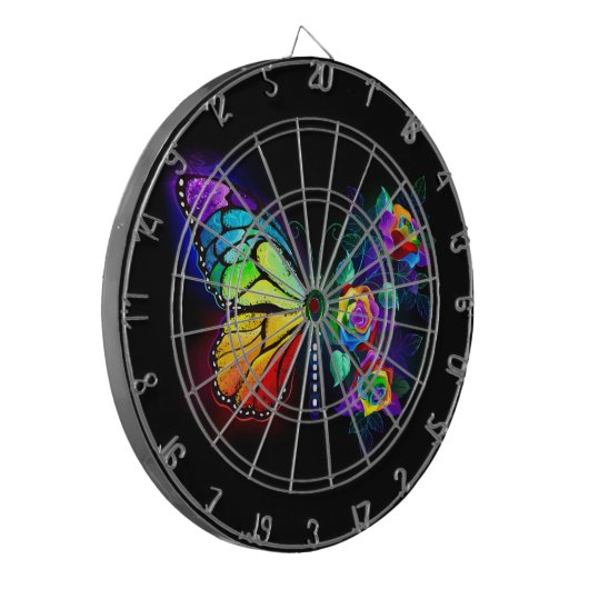 Regenboog bloem vlinder dartbord (Voorkant Links)