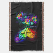 Regenboog bloem vlinder deken (Voorkant Verticaal)