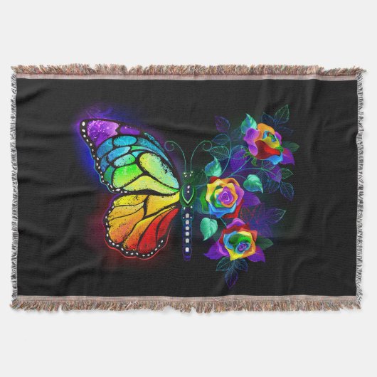 Regenboog bloem vlinder deken (Voorkant)