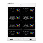 Regenboog bloem vlinder etiket (Full Sheet)
