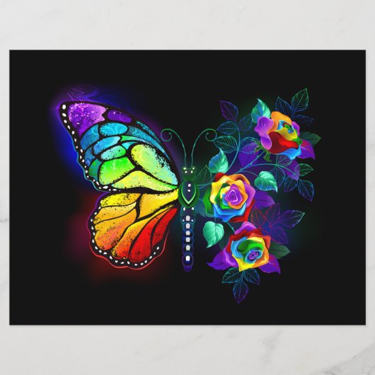 Regenboog bloem vlinder flyer (Voorkant)