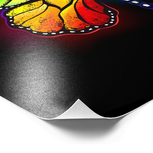 Regenboog bloem vlinder foto afdruk (Hoek)