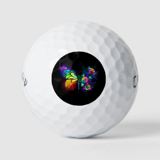 Regenboog bloem vlinder golfballen (Voorkant)