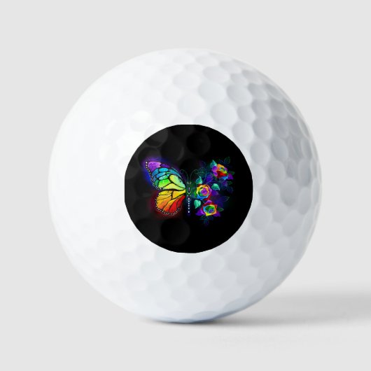 Regenboog bloem vlinder golfballen (Voorkant)