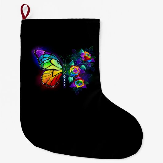 Regenboog bloem vlinder grote kerstsok (Voorkant)