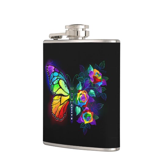 Regenboog bloem vlinder heupfles (Links)