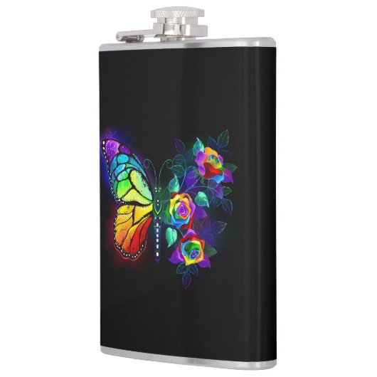 Regenboog bloem vlinder heupfles (Links)