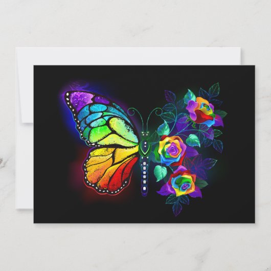 Regenboog bloem vlinder kaart (Voorkant)