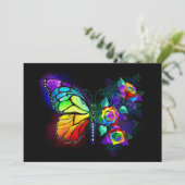 Regenboog bloem vlinder kaart (Staand voorkant)