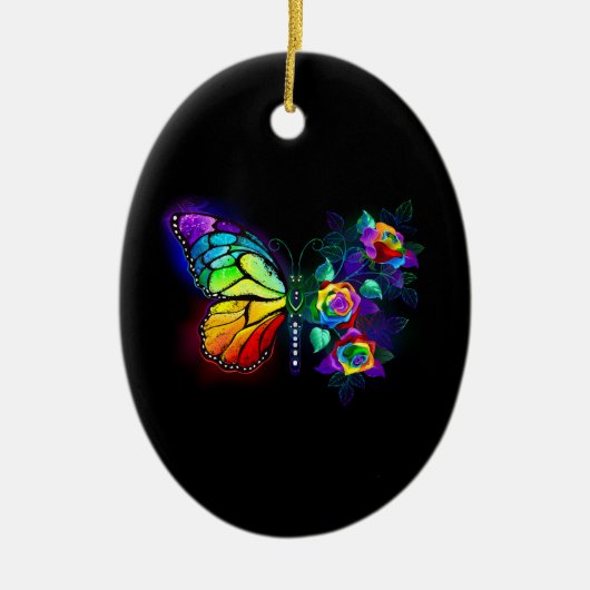 Regenboog bloem vlinder keramisch ornament (Voorkant)