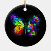 Regenboog bloem vlinder keramisch ornament (Achterkant)