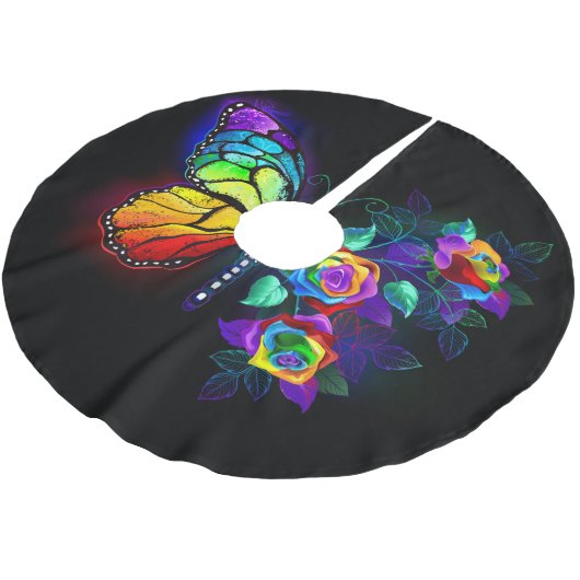 Regenboog bloem vlinder kerstboom rok (Gekanteld)