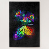 Regenboog bloem vlinder legpuzzel (Verticaal)