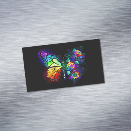 Regenboog bloem vlinder magnetisch visitekaartje (Voorbeeld)