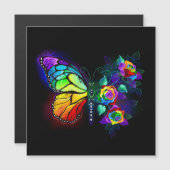 Regenboog bloem vlinder magnetische uitnodiging (Voorkant / Achterkant)
