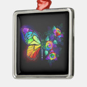Regenboog bloem vlinder metalen ornament (Links)