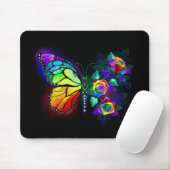 Regenboog bloem vlinder muismat (Met muis)