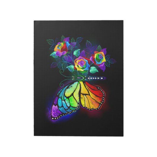 Regenboog bloem vlinder notitieblok (Linkerzijde)