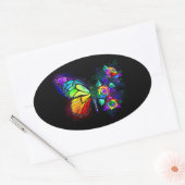 Regenboog bloem vlinder ovale sticker (Envelop)