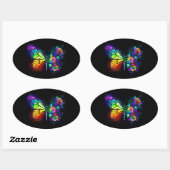 Regenboog bloem vlinder ovale sticker (Vel)