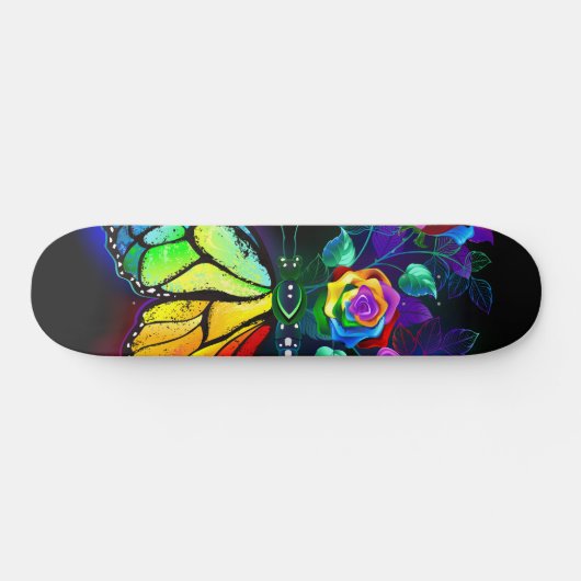 Regenboog bloem vlinder persoonlijk skateboard (Horizontaal)