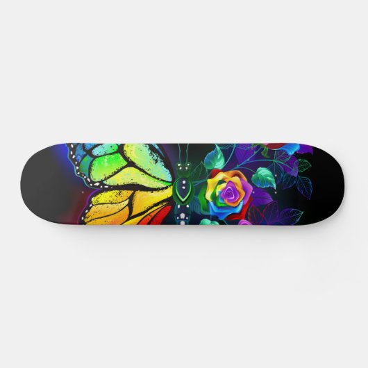 Regenboog bloem vlinder persoonlijk skateboard (Horizontaal)
