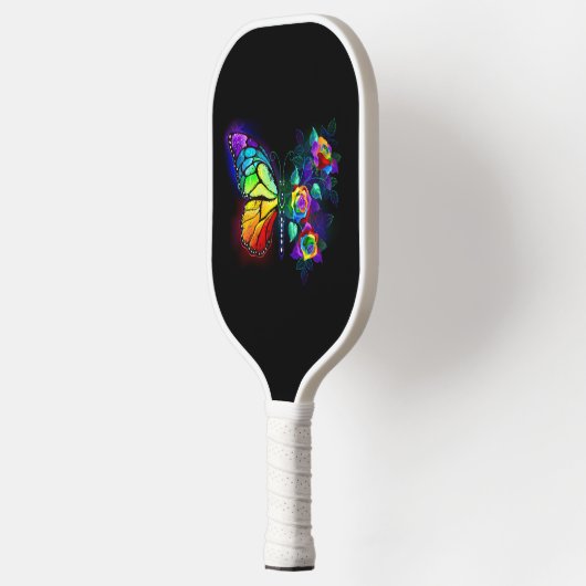 Regenboog bloem vlinder pickleball paddle (Links)