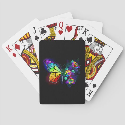 Regenboog bloem vlinder pokerkaarten (Achterkant)