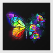 Regenboog bloem vlinder raamsticker (Vel)