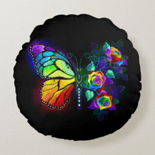 Regenboog bloem vlinder rond kussen