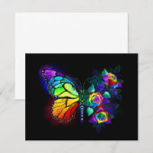 Regenboog bloem vlinder save the date (Voorkant / Achterkant)