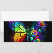 Regenboog bloem vlinder save the date (Voorkant / Achterkant)