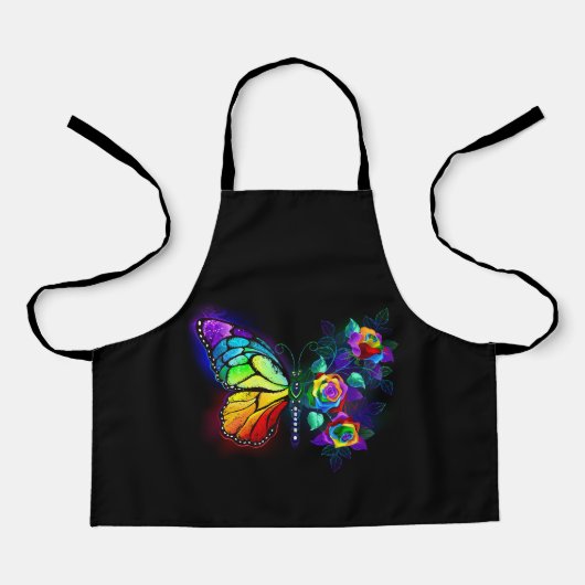 Regenboog bloem vlinder schort (Voorkant)