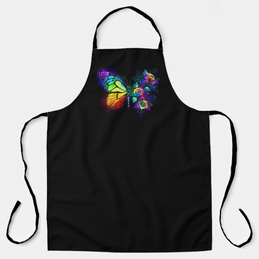 Regenboog bloem vlinder schort (Voorkant)