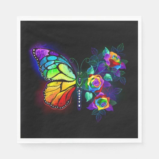 Regenboog bloem vlinder servet (Voorkant)